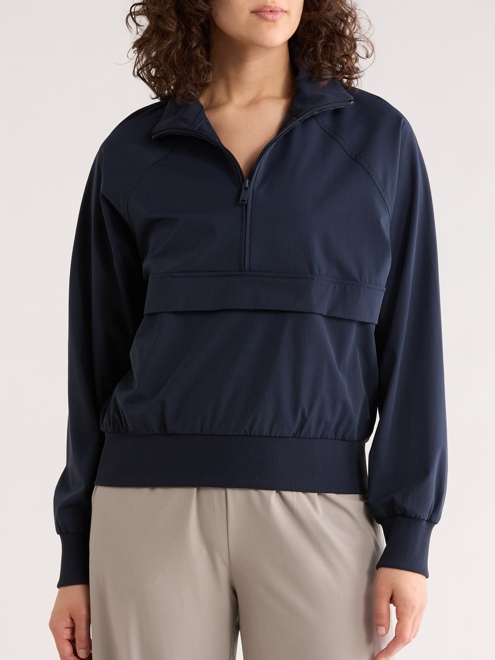 Z by Zella Perfect Day Half Zip Pullover Athletic Jacket Navy Sapphire Blue